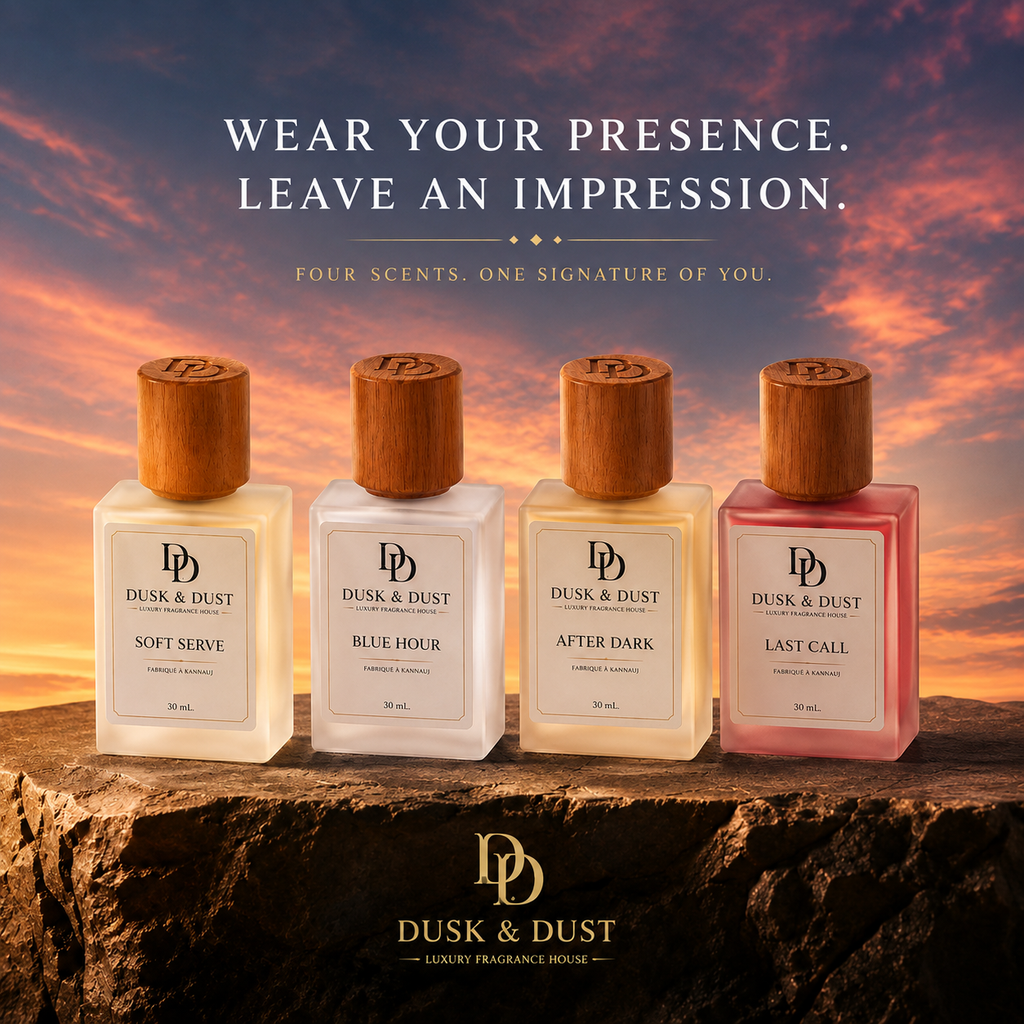 Dusk & Dust After Dark perfume bottle and packaging